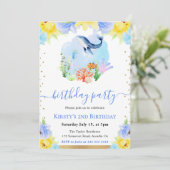 Waterverf Bloemen Onderwater Walvis Verjaardagsfee Kaart (Staand voorkant)