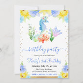 Waterverf Bloemen Onderwater Zeepaardje Verjaardag Kaart (Voorkant)