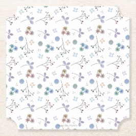 Waterverf Bloemen Onderzetter | Blauw | 4x4