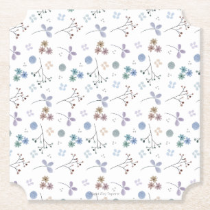 Waterverf Bloemen Onderzetter   Blauw   4x4