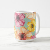 Waterverf Bloemen op Aqua Mok (Voorkant rechts)