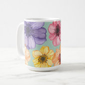 Waterverf Bloemen op Aqua Mok (Voorkant links)