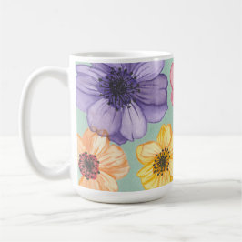 Waterverf Bloemen op Aqua Mok