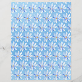 Waterverf Bloemen op Blauw Scrapbook Papier Blad