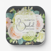 Waterverf Bloemen op Bruine Bruiloftsborrel Papieren Bordje (Voorkant)