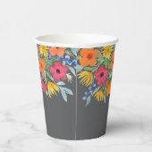 Waterverf bloemen op grijs papieren bekers (Rechts)