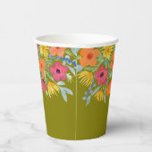 Waterverf bloemen op groen papieren bekers (Rechts)