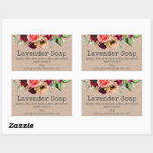 Waterverf bloemen op kraftzeeplabels rechthoekige sticker (Vel)