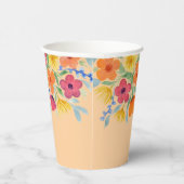 Waterverf bloemen op perzik papieren bekers (Rechts)
