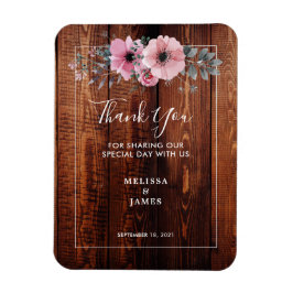 Waterverf bloemen op schuurhout Dank je bruiloft Magneet