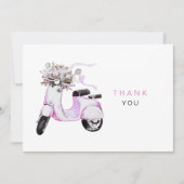 Waterverf bloemen op scooter Dank u Bedankkaart (Voorkant)