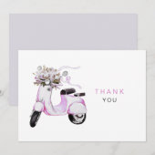 Waterverf bloemen op scooter Dank u Bedankkaart (Voorkant / Achterkant)