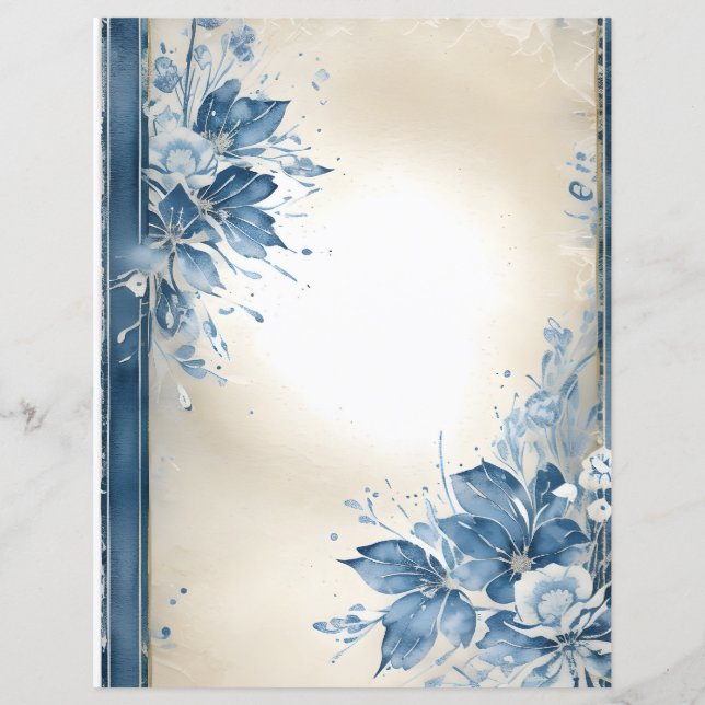 Waterverf Bloemen op  Scrapbook Papier (Voorkant)