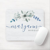 Waterverf bloemen op wit hout Gepersonaliseerde na Muismat (Met muis)