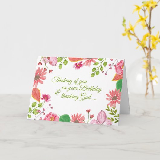 Waterverf bloemen op zondag, religie kaart (Gele Bloem)