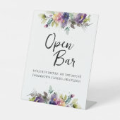 Waterverf Bloemen Open Bar Pedestal Sign Reclamebord Met Voetstuk (Voorkant)