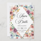 Waterverf Bloemen Opslaan van de Datum Aankondigin Save The Date (Voorkant)