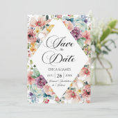 Waterverf Bloemen Opslaan van de Datum Aankondigin Save The Date (Staand voorkant)