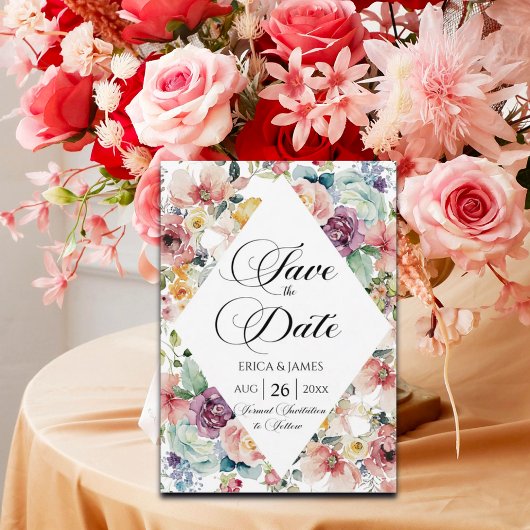 Waterverf Bloemen Opslaan van de Datum Aankondigin Save The Date