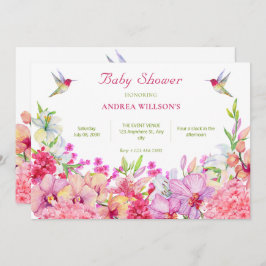 Waterverf Bloemen Orchideeën Vogeltuin baby shower Kaart