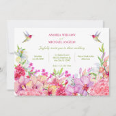 Waterverf Bloemen Orchideeën Vogeltuin bruiloft Kaart (Voorkant)