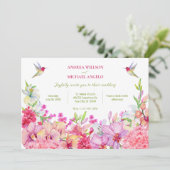 Waterverf Bloemen Orchideeën Vogeltuin bruiloft Kaart (Staand voorkant)