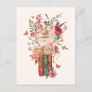 Waterverf Bloemen Oude Boeken Beeldhouwkunst Briefkaart