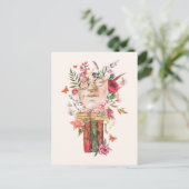 Waterverf Bloemen Oude Boeken Beeldhouwkunst Briefkaart (Staand voorkant)