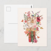 Waterverf Bloemen Oude Boeken Beeldhouwkunst Briefkaart (Voorkant / Achterkant)