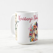 Waterverf Bloemen Paard Baby shower Koffiemok (Voorkant links)