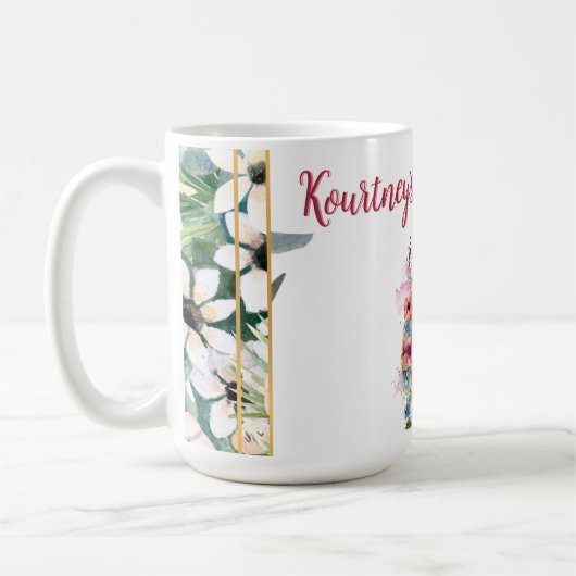 Waterverf Bloemen Paard Baby shower Koffiemok (Links)