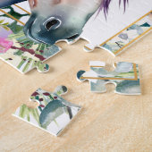 Waterverf Bloemen Paard Baby shower Legpuzzel (Zijkant)