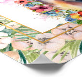 Waterverf Bloemen Paard Baby shower Poster (Hoek)