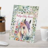 Waterverf Bloemen Paard Baby shower Reclamebord Met Voetstuk (Insitu)
