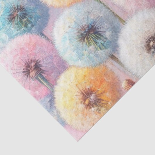 Waterverf Bloemen paardenbloemen zachte pastels Tissuepapier (Detail)