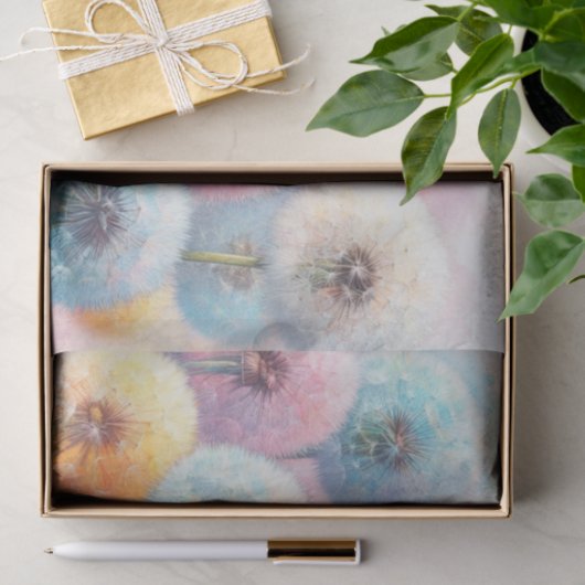 Waterverf Bloemen paardenbloemen zachte pastels Tissuepapier (Geschenk)