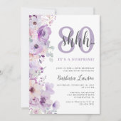Waterverf Bloemen Paarse 80ste verjaardag Kaart (Voorkant)