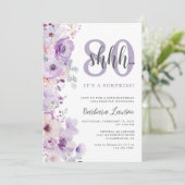 Waterverf Bloemen Paarse 80ste verjaardag Kaart (Staand voorkant)