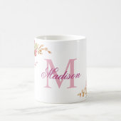 Waterverf bloemen Paarse Aangepaste Monogram Naam Koffiemok (Center)