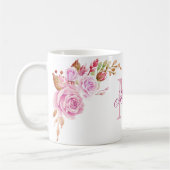 Waterverf bloemen Paarse Aangepaste Monogram Naam Koffiemok (Links)