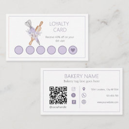 Waterverf Bloemen Paarse Bakkerij Klantenkaartje