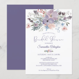 Waterverf Bloemen Paarse Blush Vrijgezellenfeest Kaart