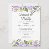 Waterverf Bloemen Paarse Bruids Brunch en Bubble Kaart (Voorkant)