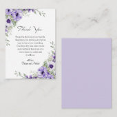 waterverf Bloemen paarse bruiloft Dank u Notitiekaartje (Voorkant / Achterkant)
