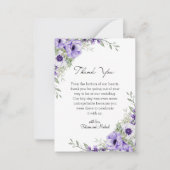 waterverf Bloemen paarse bruiloft Dank u Notitiekaartje (Voorkant)