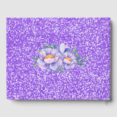 Waterverf Bloemen Paarse Glitter Baby shower Gastenboek (Achterkant)