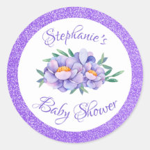Waterverf Bloemen Paarse Glitter Baby shower