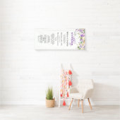 Waterverf Bloemen Paarse Lavendel Trouwprogramma Spandoek (Insitu)
