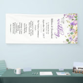 Waterverf Bloemen Paarse Lavendel Trouwprogramma Spandoek (Beurs)