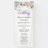 Waterverf Bloemen Paarse Lavendel Trouwprogramma Spandoek (Verticaal)